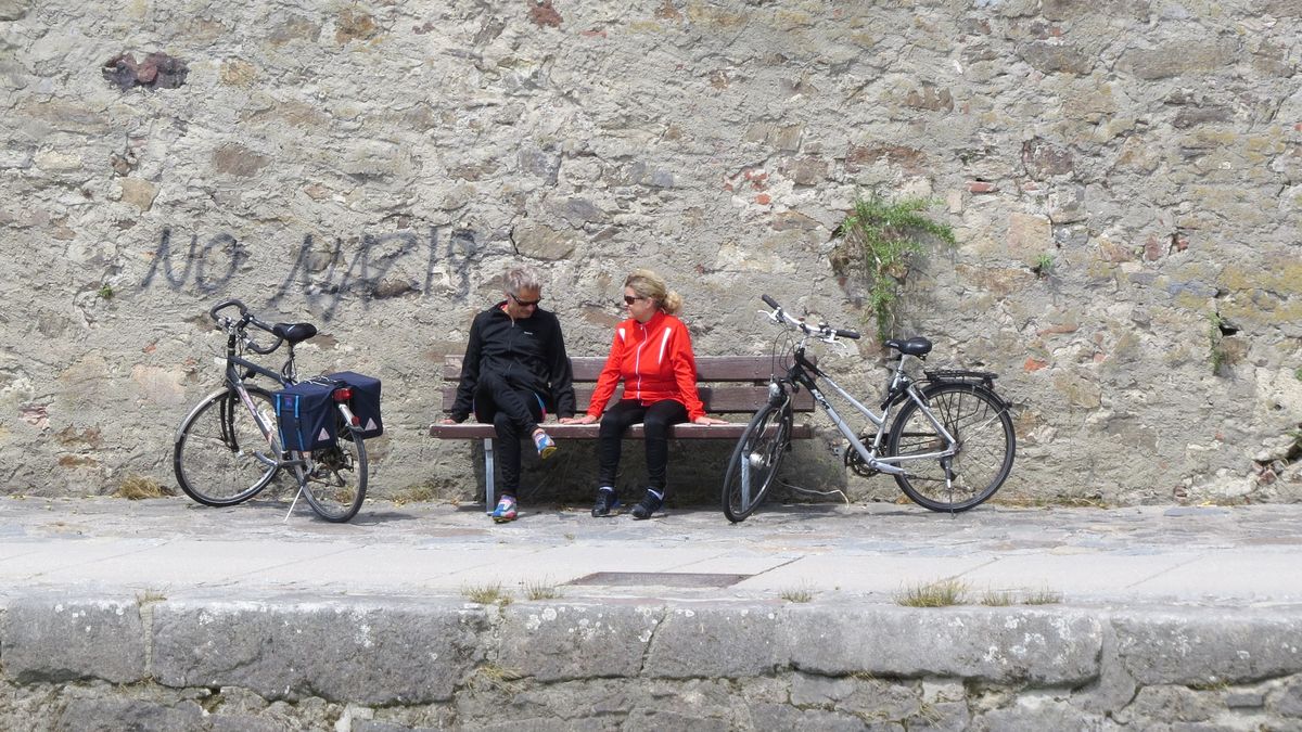 Happy bikers in Passau, Germany