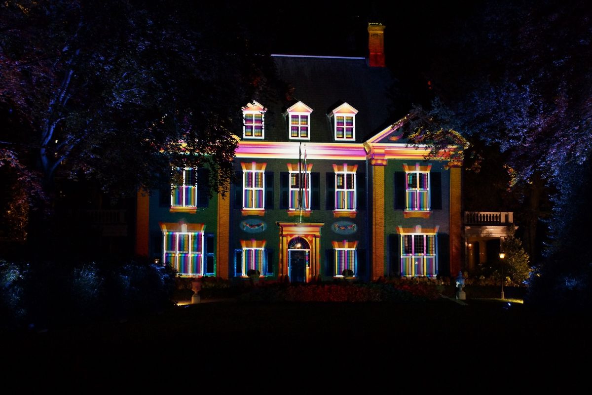 Oude villa van de familie Philips in Eindhoven. Verlicht tijdens Glow