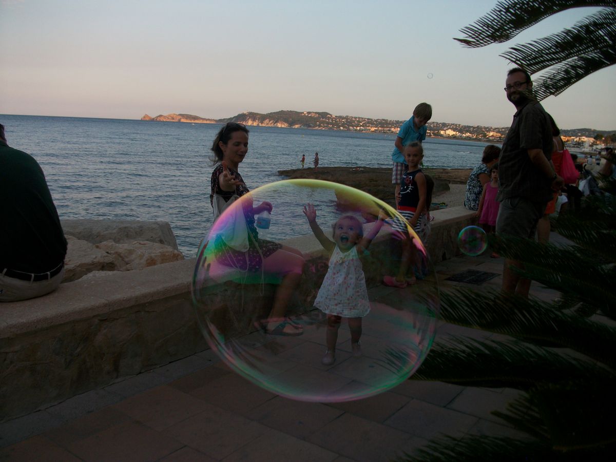 Girl caught in bubble