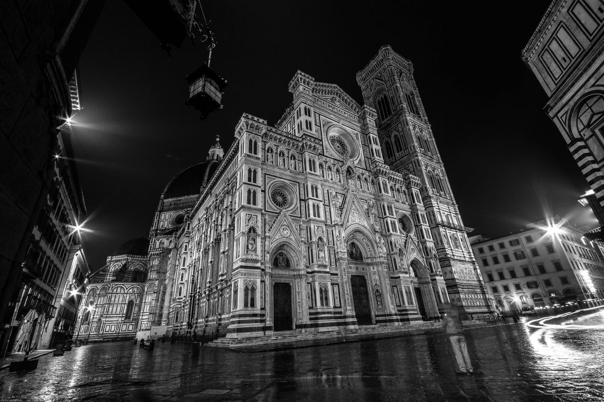 Florence Cathedral at night.