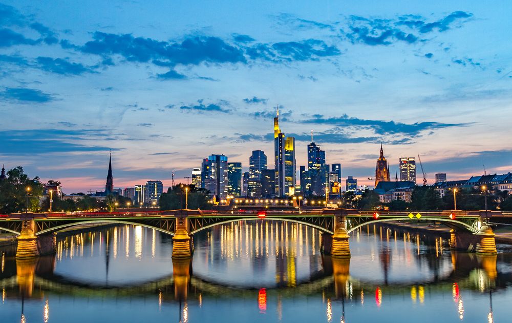 A shot of Frankfurt city at the blue hour